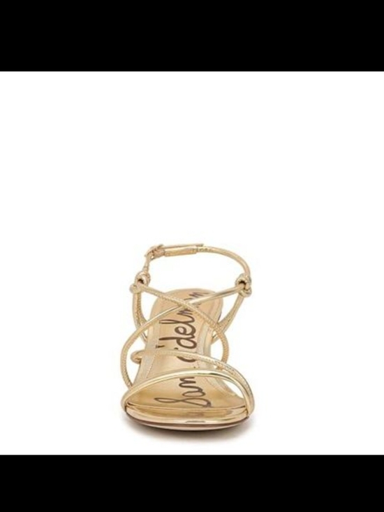 Sam Edelman Gold Strappy Kitten-Heel Sandals - Picture 2 of 2